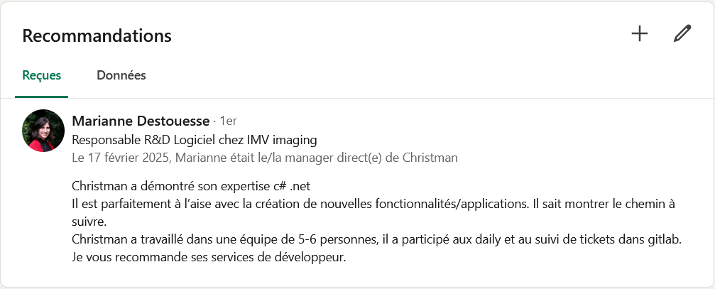 Recommandation LinkedIn